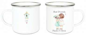 Preview: ♥ Tasse Emailletasse Best Friends, Beste Freunde, Name, Wunschname, Dankeschön, Abschied, Jubiläum, Geschenk, Becher von Lüttentüddel